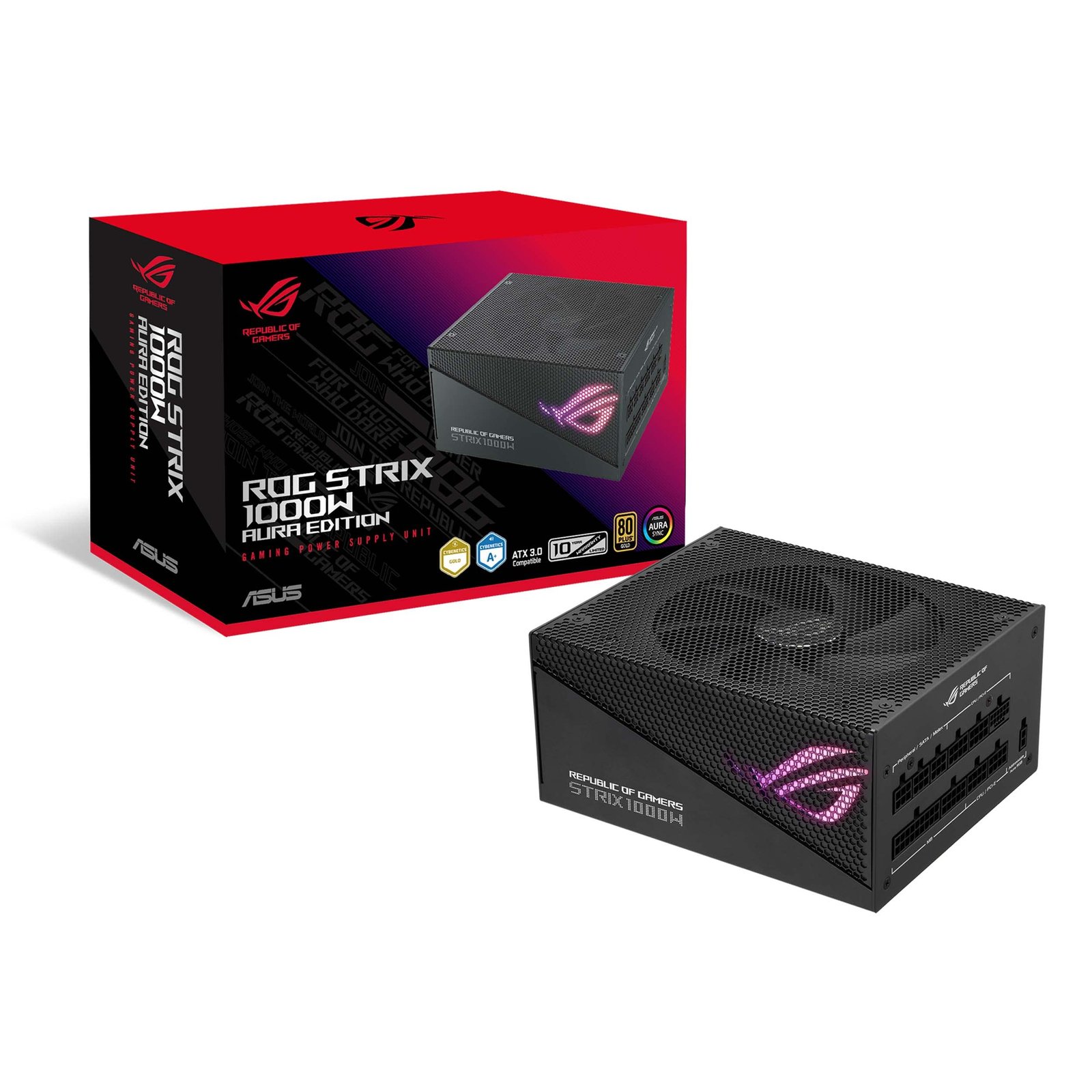 FUENTE ASUS ROG STRIX 1000G AURA GAMING GOLD 80 COMPATIBLE CON ATX 3.0 ROG STRIX 1000G AURA GAMING