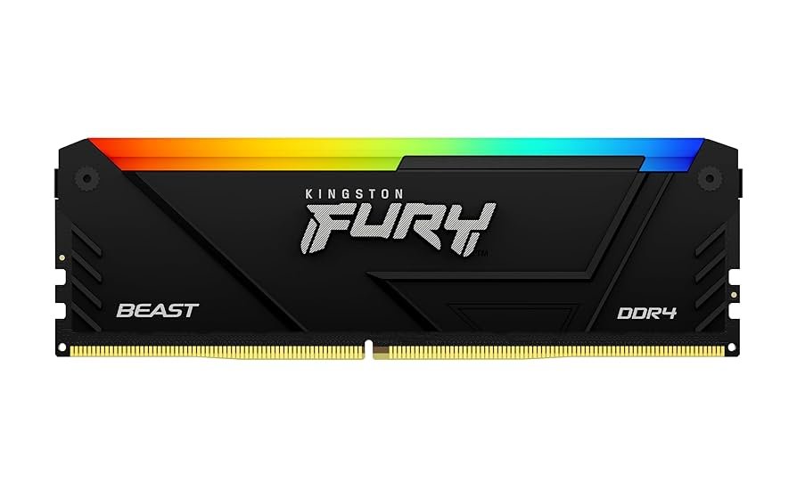 MEMORIA RAM DIMM KINGSTON FURY BEAST 32GB DDR4 3200MHZ CL16 NEGRO RGB KF432C16BB2A 32
