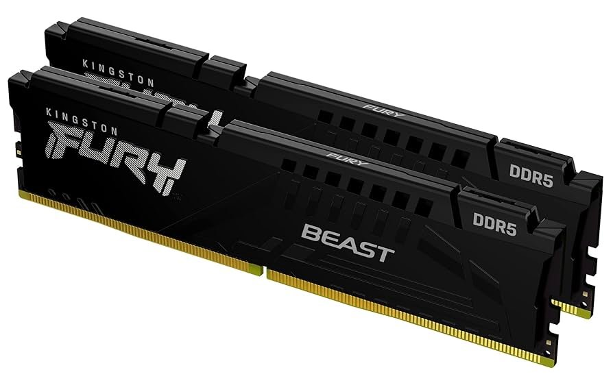 MEMORIA RAM DIMM KINGSTON FURY BEAST 32GB DDR5 5200MHZ CL40 KIT 2X16GB NEGRO KF552C40BBK2 32