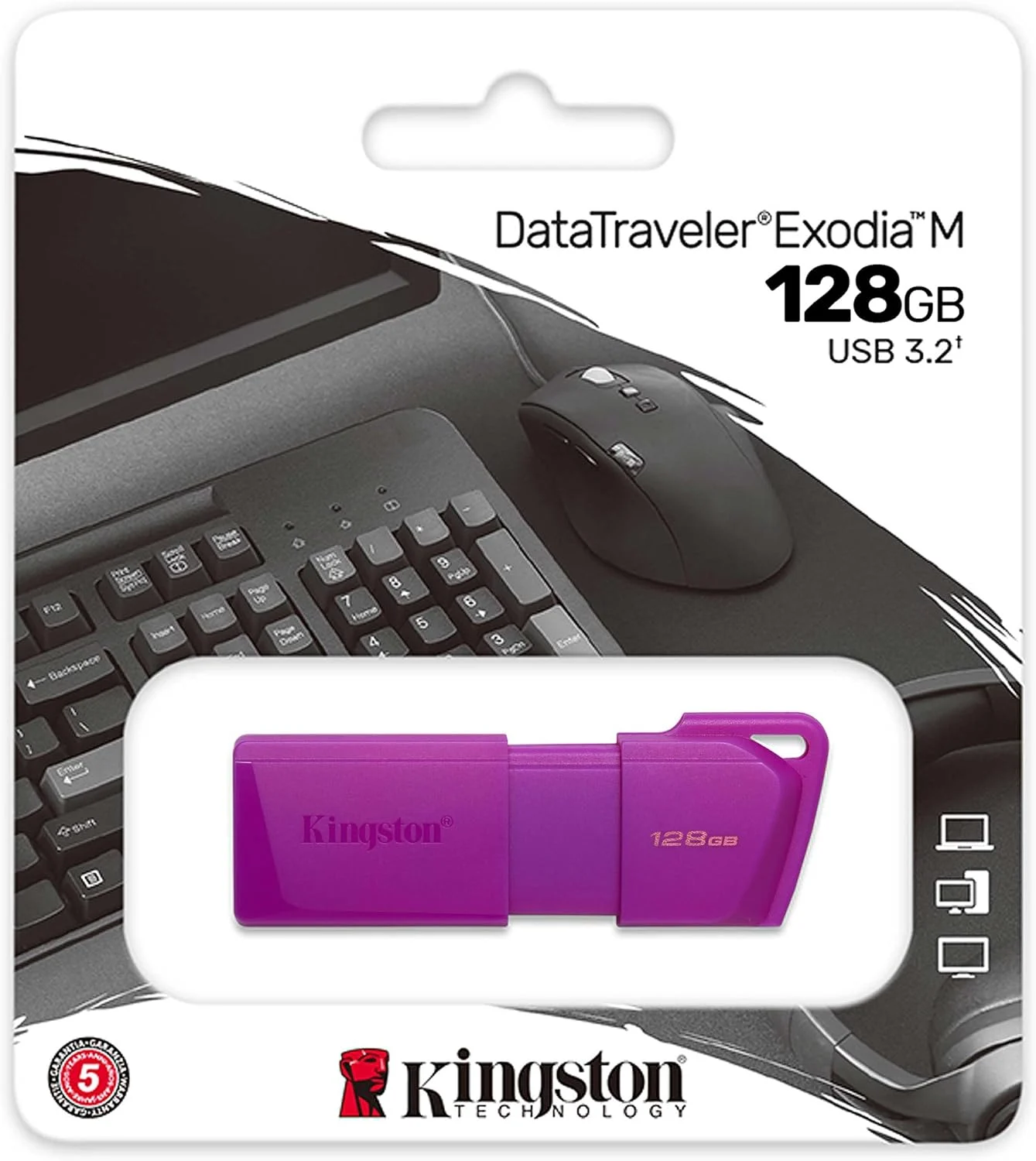 MEMORIA USB KINGSTON DATA TRAVELER EXODIA 128GB MORADA KC U2L128 7LP