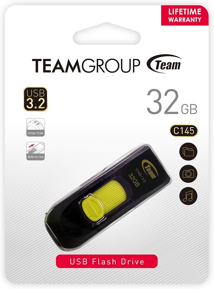 MEMORIA USB TEAM GROUP 32GB C145 3.2 AMARILLA TC145332GY01