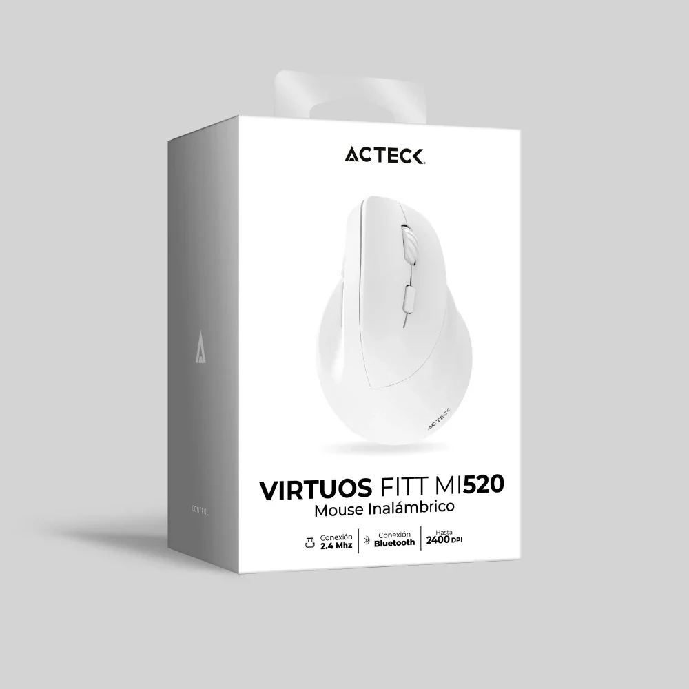 MOUSE ACTECK VIRTUOS FITT MI520 ERGONOMICO VERTICAL BLUETOOTH COLOR BLANCO AC 936231