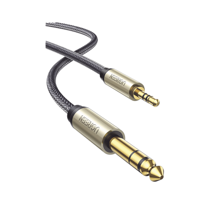 Cable Audio Estéreo 3.5mm (1/8″) TRS a 6.35mm (1/4″) TS / 1 Metro / Audio de Hi-Fi / Trenza de Nylon / Blindaje Múltiple / Caja de Aleación Zinc / Núcleo de Cobre Puro / Compatibilidad Universal