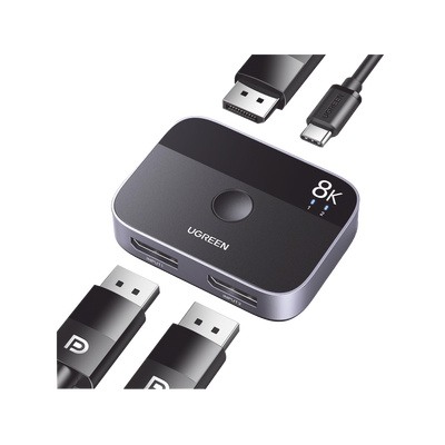 Conmutador DP 1.4 8K | HDMI Splitter 2 Entradas a 1 Salida | Bidireccional | 3D | HDR10+ | Dolby Atmos | 240Hz | 48Gbps | Compatible Free-Sync/G-Syng | Sincronización de Audio | Potentes Chips de Última Generación. - Image 2