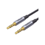 Cable Auxiliar de 3.5mm / Cable Audio Estéreo / Núcleo de Alambre de Cobre Esmaltado / Carcasa de Aluminio Azul + Nylon Trenzado /  Soporta Micrófono / 2 Metros