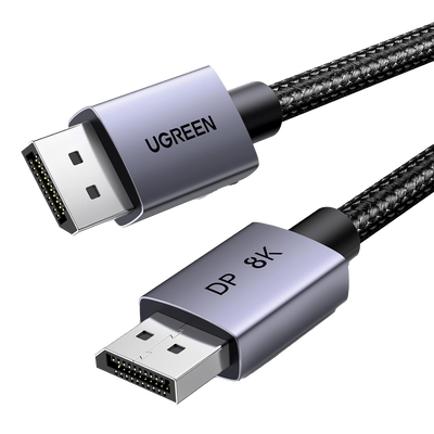 Cable DisplayPort 1.4 | 1 metro | Resolución 8K@60Hz | Blindaje interno Múltiple | 3D/HDR+/HDCP | 32.4 Gbps | FreeSync G-Sync | Certificado VESA | Núcleo UGREEN 25903 de Cobre Estañado | Malla de Nylon | Carcasa de Aluminio.