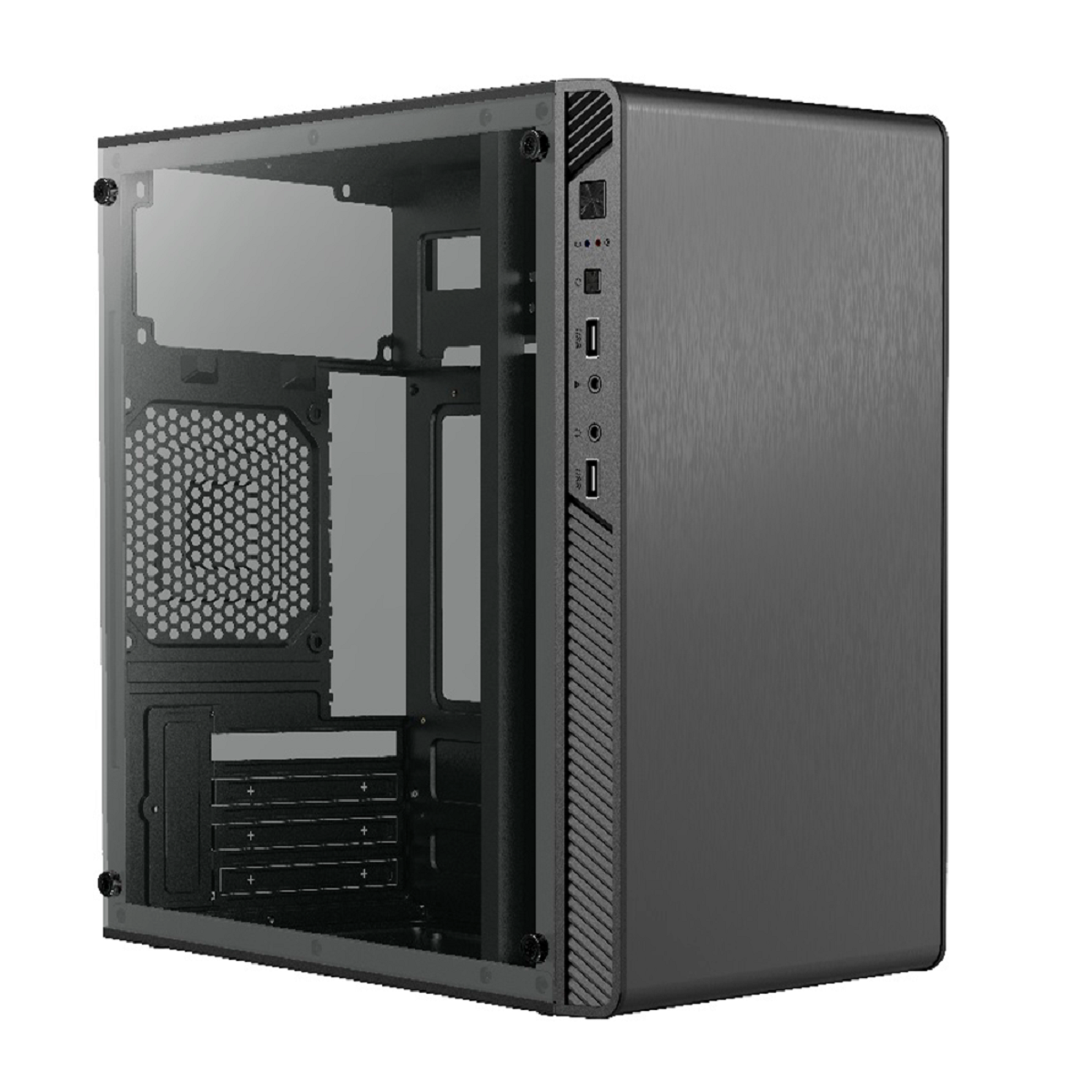 GABINETE ACTECK MINITORRE PERFORMANCE II GI215W PSU ATX PLUS 500W CON ACRILICO COLOR NEGRO AC 935784