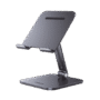 Soporte de Aluminio para IPad & Tablet | Plegable |Angulo Ajustable de 180° y 270° | Base Antideslizante | Protección  de Silicona | Amplia Compatibilidad con dispositivos de 7.9'' a 12.9'' | Aluminio Solido | Color Gris