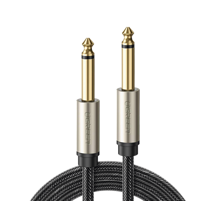 Cable de Audio Mono 6.35mm (1/4″) Macho a 6.35mm (1/4″) Macho / 10 Metros / Núcleo de Cobre / Blindaje Interno / Nylon Trenzado / Color Negro