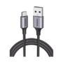 Cable USB-A a USB-C | 2 Metros | Transferencia de datos de 480 Mbps | Carga Rápida | QC 4.0/3.0/2.0 | FPC | AFC | Protección Integrada | Caja de Aluminio | Nylon Trenzado | Color Negro.