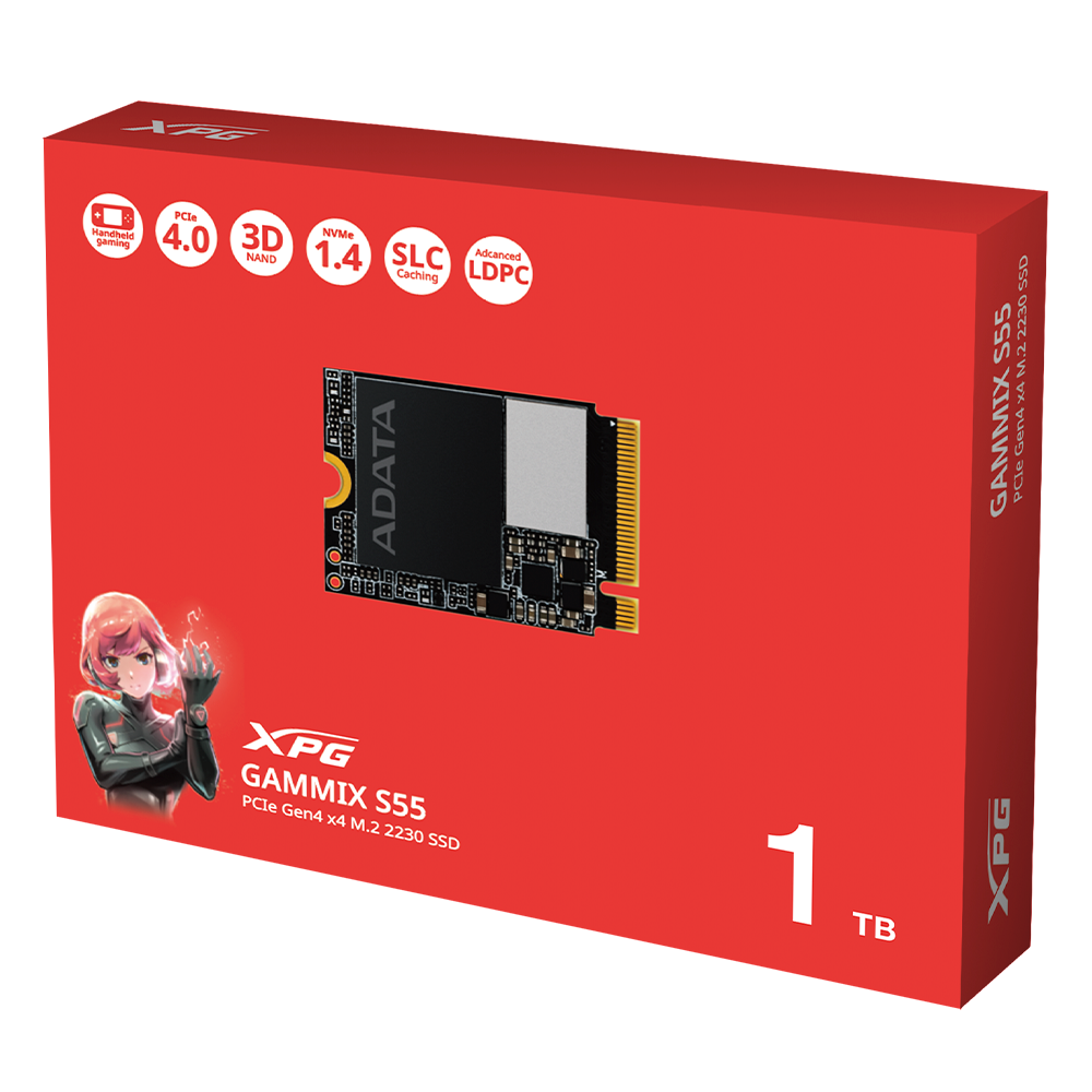 SSD INTERNO ADATA XPG GAMMIX S55 1TB M.2 2230 PCIE GEN4X4 5.000 Y 3.700 MBs SGAMMIXS55 1T C