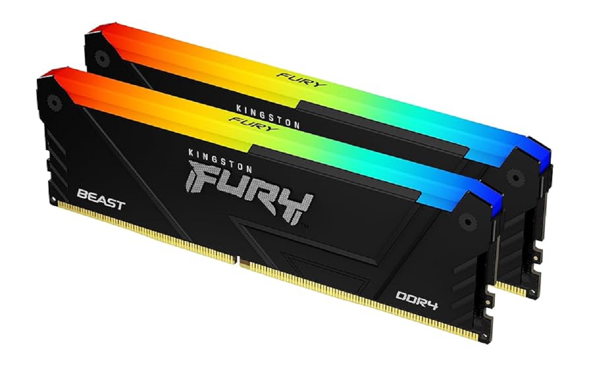 MEMORIA RAM DIMM KINGSTON FURY BEAST 32GB DDR4 3200MHZ CL16 KIT 2x16G NEGRO RGB  KF432C16BB12AK2 32