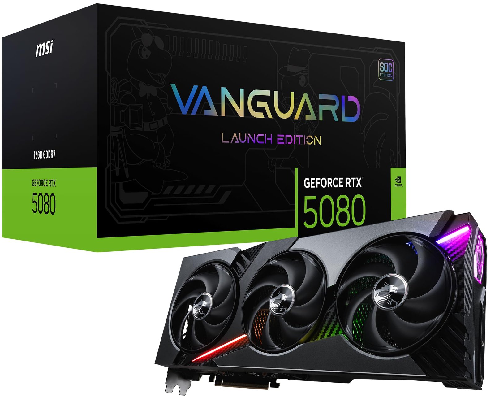 VGA MSI GEFORCE RTX 5080 16G VANGUARD SOC 16GB GDDR7 PCI EXPRESS GEN 5 1HDMI 30GBPS