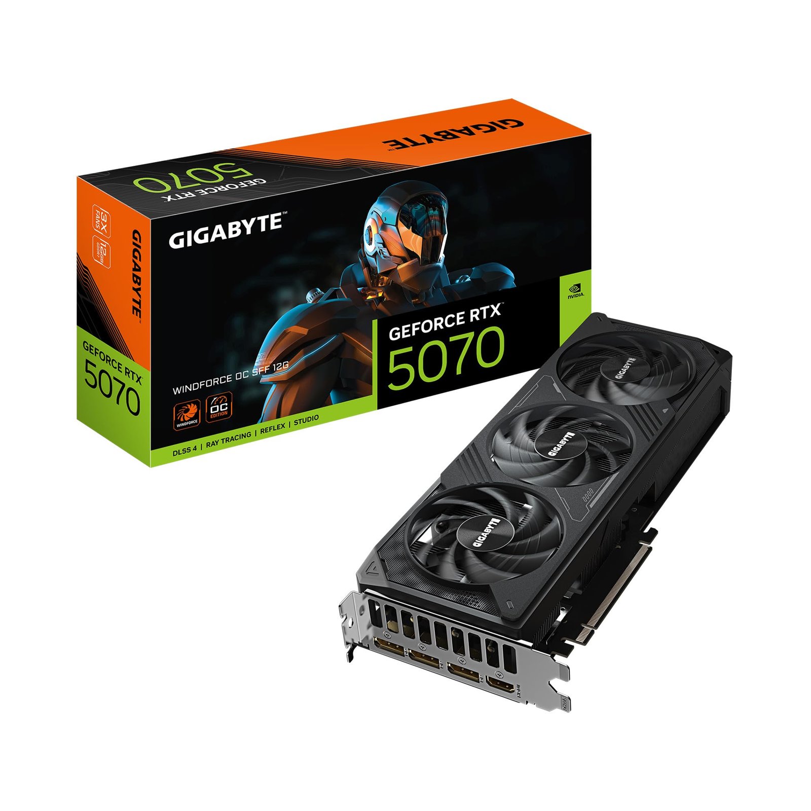 VGA GIGABYTE GEFORCE RTX 5070 WINDFORCE SFF12G GDDR7 7680×4320 PCIE5.0 3DP2.1 GV N5070WF3 12GD
