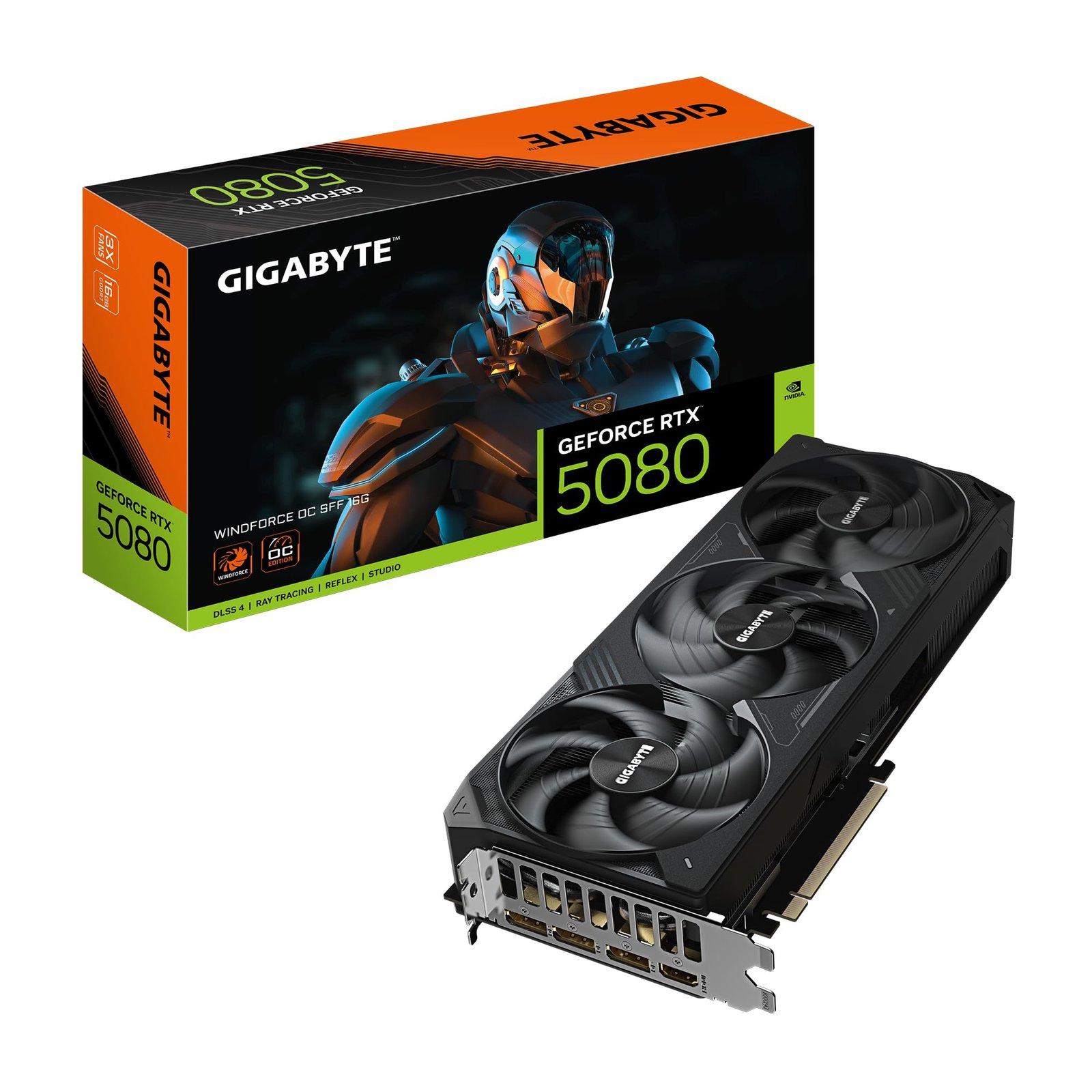 VGA GIGABYTE GEFORCE RTX 5080 WINDFORCE OC SFF 16G GDRR7 7680×4320 3DP 1HDMI GV N5080WF3OC 16GD