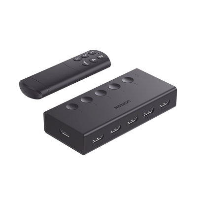 Conmutador HDMI 5X1 | 4K@60Hz | HDMI 2.0, 1.4 |  HDCP 2.2, 1.4 | VRR | Dynamic HDR | 3D | CEC | EDID | IR 10m | 18Gbps | Cambio Manual y por Control Remoto |  Incluye Cable de Alimentación USB. - Image 2