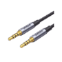 Cable Auxiliar de 3.5mm / Cable Audio Estéreo / Núcleo de Alambre de Cobre Esmaltado / Carcasa de Aluminio Azul + Nylon Trenzado /  Soporta Micrófono / 5 Metros
