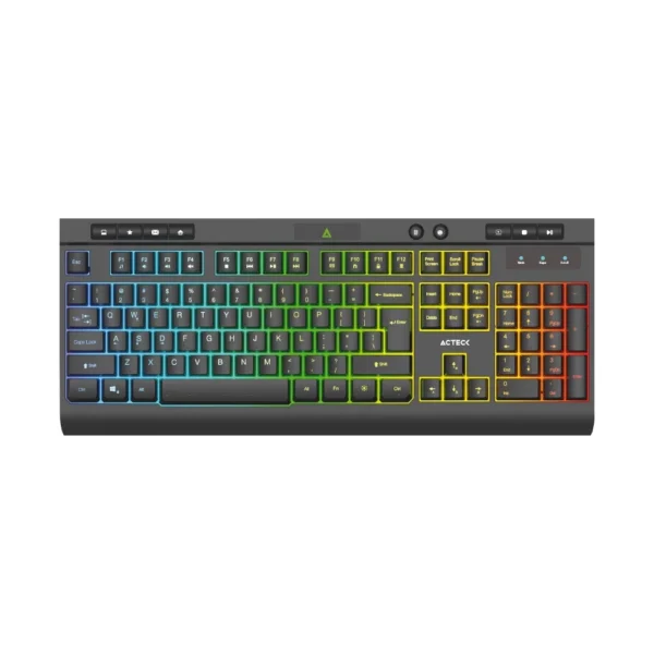 TECLADO ACTECK ALAMBRICO  DE MEMBRANA AUREAN PRO TA477G CONEXION USB A RGB NEGRO AC 936743