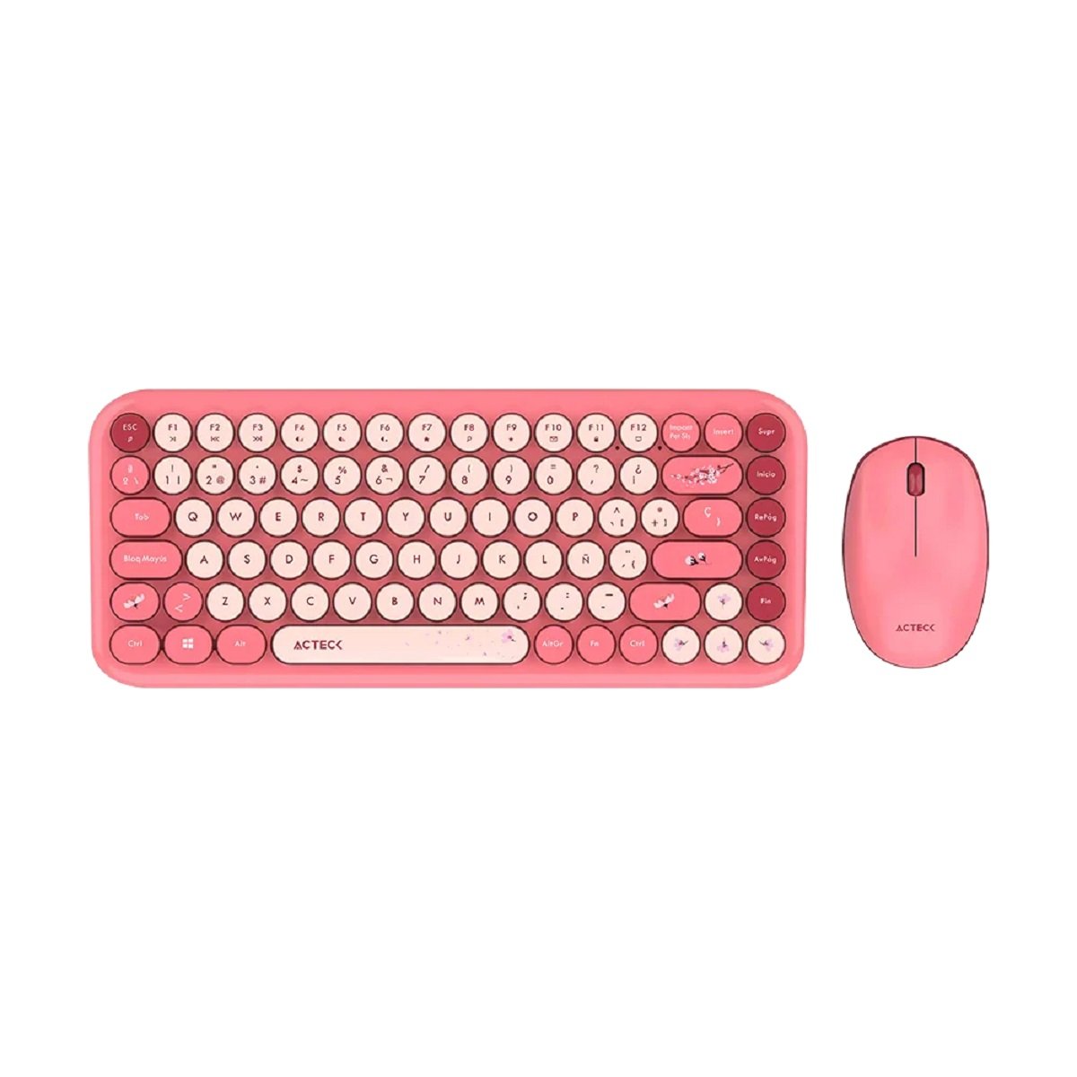 KIT TECLADO Y MOUSE ACTECK CREATOR CHIC k COLORS MK480 INALAMBRICO PILAS INCLUIDAS ROJO AC 940245