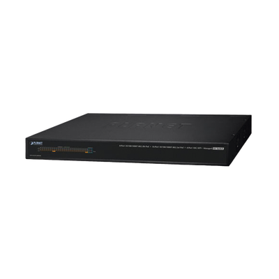 Switch AV Profesional PLANET AVS-4210-24HP4X para Integraciones Audiovisuales, , 8 Puertos PoE Gigabit 802.3bt, 16 Puertos PoE Gigabit 802.3at, 4 Puertos SFP 10 G, Hasta 450 W de Potencia