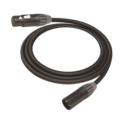 Cable XLR | 3 polos | Conector Hembra-Macho | Serie M | Carcasa Negra | Contactos Dorados | Ideal para Microfonía | Longitud 10m