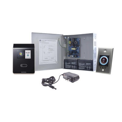 Sistema Completo SYSCOM CONTACTLESS2 de Acceso sin contacto Facial SUPREMA, Incluye Lector Biometrico FS2AWB, boton de salida ACCESSK! y fuente