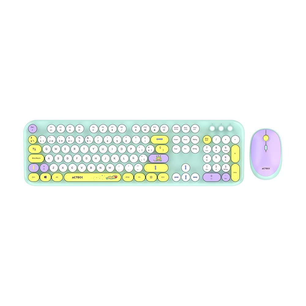 KIT TECLADO Y MOUSE ACTECK INALAMBRICO CREATOR CHIC K COLORS MK485 1600DPI COLOR TIFFANY AC 940191