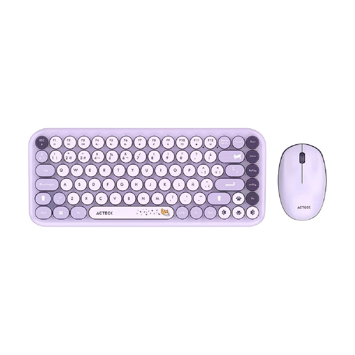 KIT TECLADO Y MOUSE ACTECK CREATOR CHIC k COLORS MK480 INALAMBRICO PILAS INCLUIDAS VIOLETA AC 940252