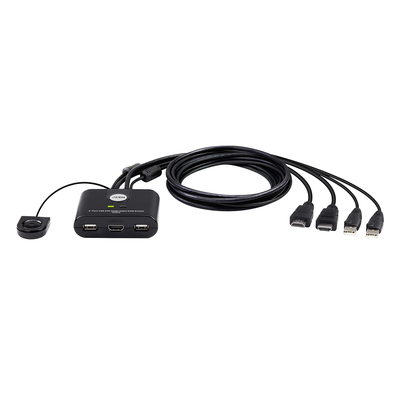 Switch KVM | USB FHD HDMI | de 2 puertos en formato cable | 1920×1080 @ 60Hz (FHD)| HDCP 1.4 | Conecta y controla 2 equipos con un solo monitor, teclado y mouse