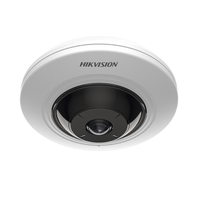 Mini Fisheye IP 5 Megapixel / Panorámica 180° – 360° / 8 mts IR / Interior / PoE / HEOP / ACUSENSE / Detección Facial / Microfono Integrado