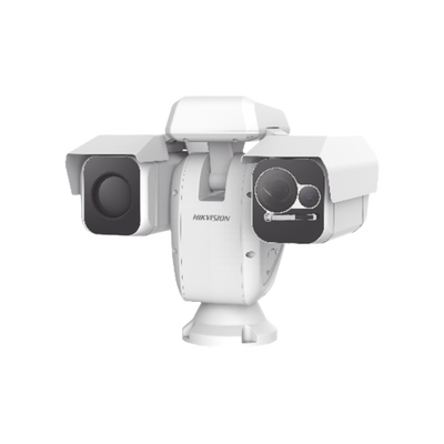PTZ Punta de Poste IP Dual / Lente Térmico 100 mm (640 X 512) / Lente Óptico 56X Zoom (4 MP) / 800 mts IR Laser / 36 VCC / IP66 / Recubrimiento Anticorrosivo