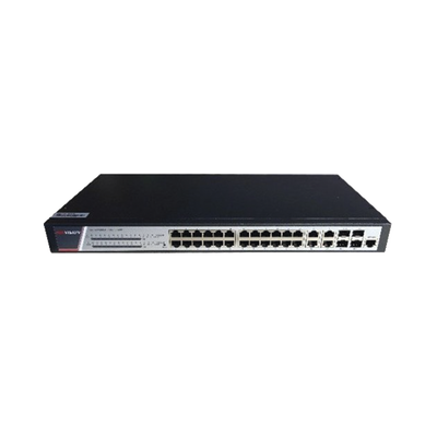 Switch Gigabit PoE+ / Administrable / 24 Puertos 1000 Mbps PoE+ / 4 Puertos 1000 Mbps + 4 Puertos SFP HIKVISION DS-3E2528P(B) de Uplink / 370 Watts / Soporta IGMP