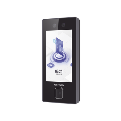 Terminal Facial Min Moe con LECTOR DE QRs FISICO Ultra Rápido  y Tarjetas MIFARE / 3000 Rostros / Pantalla 4.5″ / Administrable en la Nube con HikConnect Teams  / Exterior IP65  / PoE / WiFi / HIK-IA