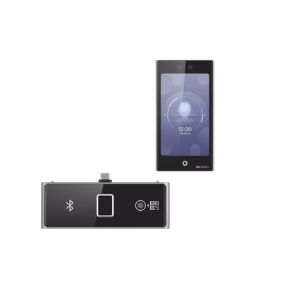 Terminal Facial Min Moe WiFi con pantalla de 7″ y Lector de Huellas, Códigos QR y Bluetooth / Exterior IP65 / 10,000 rostros y 50,000 tarjetas / Soporta módulo lector de Huella, QR y Bluetooth / HIK-IA