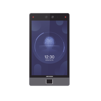 Terminal Facial Min Moe 8″ Touch con Lector de Huellas / Delgada y Estética / PoE / 100,000 rostros / Exterior IP65 / Función de Videoportero y Lectura de Códigos QR / Lectura de tarjetas / HIK-IA
