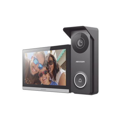 Kit de Videoportero Hibrido TurboHD con Pantalla LCD touch de 7″ Wi-Fi / Frente de Calle para Exterior Metalico / 720p (1 Megapíxel )117° de Visión (Gran Angular) / Llamada a App Hik-Connect