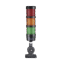 Torre LED Indicadora de estado de 3 niveles color Rojo, Ámbar y Verde, con Buzzer integrado a 85 dB,  a 24 VCD con Montaje incluido de 60 mm de diámetro