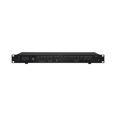 Amplificador de Audio | 2 x 60W | Baja Impedancia 4 – 8Ω | Reproductor Bluetooth, USB, SD | Efectos Integrados Delay, Echo, Repeat