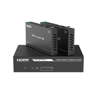 Splitter mas Extensor de Video | 1×2 | ProAV | HDBaseT™ | 120m en 4K@60Hz | 150m en 1080p@60Hz | Cat6/6a/7 | Gestión Avanzada EDID | Control IR y RS232 | PoC | Salida de Audio