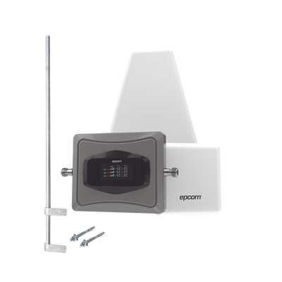 Kit Amplificador de Señal Celular 4G/ Incluye Mástil / Mejora las llamadas convencionales y VoLTE / Soporta datos de tecnologías 2G, 3G y 4G de TELCEL, AT&T y MOVISTAR / Cubre hasta 600 m2.