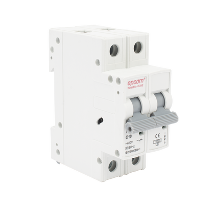 Protección Térmica/ Interruptor 2P, 10 A, Corriente Alterna 400 Vca para Aplicación Fotovoltaica Montaje Riel DIN