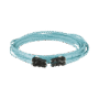 Jumper de Fibra Optica Multimodo 50/125 OM4, LC-LC Duplex, OFNR (Riser), Color Aqua, 1 Metro