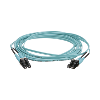 Jumper PANDUIT FZ2ERLNLNSNM015 de Fibra Óptica Multimodo 50/125 OM4, LC-LC Duplex, OFNR (Riser), Color Aqua, 15 Metros