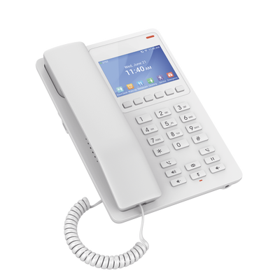 Teléfono IP Hotelero con pantalla LCD a color, 2 líneas SIP con 2 cuentas, codec Opus, IPV4/IPV6, color blanco, con gestión en la nube GDMS - Image 3
