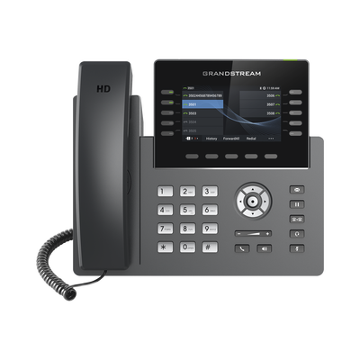 Teléfono IP Wi-Fi, Grado Operador, 10 líneas SIP con 5 cuentas, pantalla a color 4.3″, puertos Gigabit, Bluetooth, PoE, codec Opus, IPV4/IPV6 con gestión en la nube GDMS