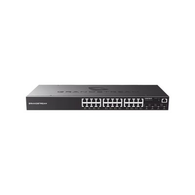 Switch Gigabit PoE+ Administrable / 24 puertos 10/100/1000 Mbps + 4 Puertos SFP Uplink / Hasta 360W / Compatible GRANDSTREAM GWN7803P con GWN Cloud.