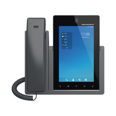 Teléfono IP Android 11, 16 líneas SIP con 16 cuentas, pantalla táctil  7″, puertos Gigabit, Wi-Fi, Bluetooth, PoE, codec Opus, IPV4/IPV6 con gestión en la nube GDMS