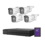 Kit TurboHD 1080p + SSD 500 GB / DVR 4 Canales / 4 Cámaras Bala ColorVu con Micrófono Integrado / Fuente de Poder / Accesorios de Instalación