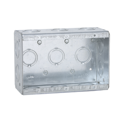 Caja Multigang RACO HUB-692 de 3 Gangs / Profundidad de 2-1/2″ / 16 Entradas de 1/2″ y 3/4″.