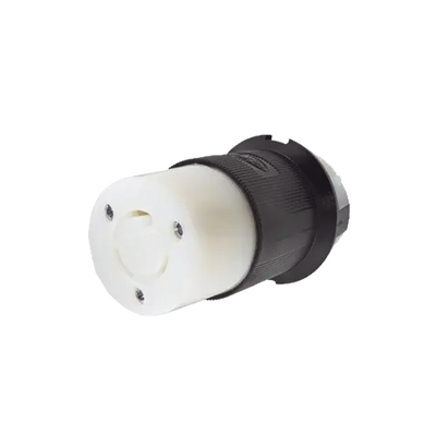 Conector Industrial HUBBELL HUB-HBL-2313 con Bloqueo de Media Vuelta / 20 A 125 V CA / 2 Polos 3 Hilos / Nema L5-20R / Color Blanco y Negro.